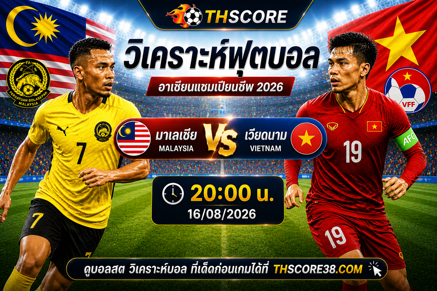 วิเคราะห์บอล มาเลเซีย พบ เวียดนาม 20.00 น. 16/08/2026 