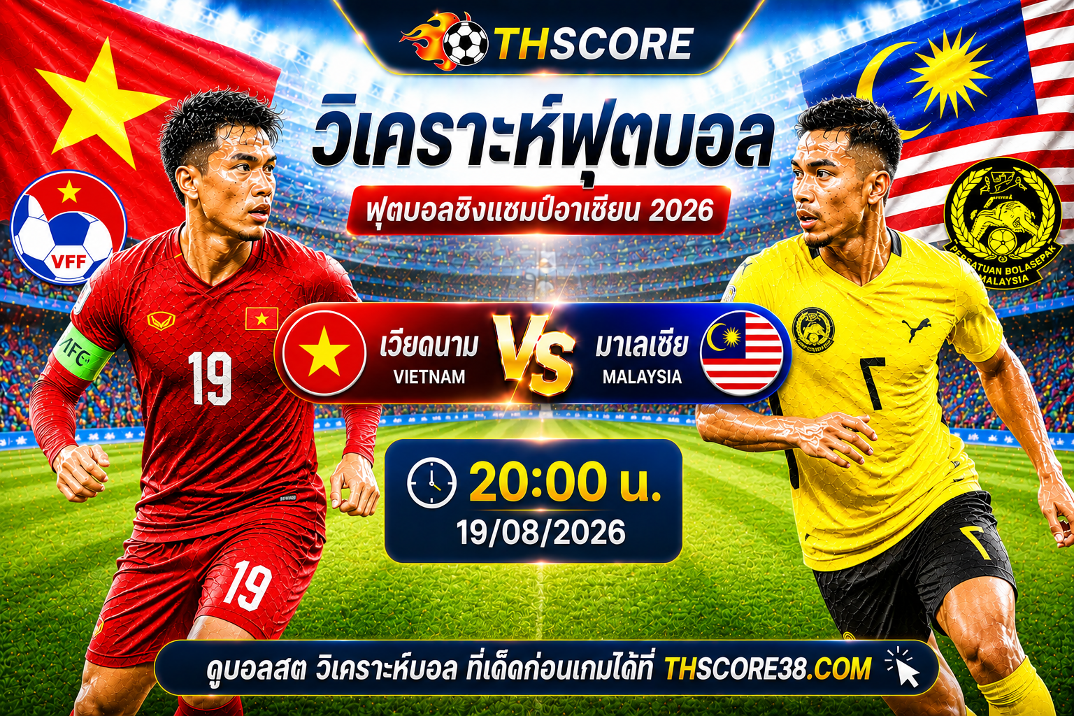 วิเคราะห์บอล เวียดนาม พบ มาเลเซีย 20:00 19/08/2026 – ฟุตบอลชิงแชมป์อาเซียน 2026